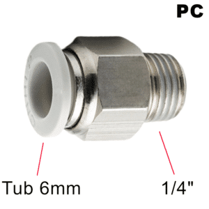Conector rapid drept PC plastic alb tub 6mm - 1/4"E