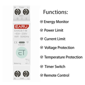 Protecție 7 in 1 Earu Tuya EAKCB-T-M 1-63A WiFi - Dispozitiv de Siguranță Electrică